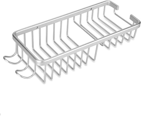 Mumusuki Aluminum Alloy Wall Mounted Storage Shelf Rack with Hooks for Hanging Sponge and Razor, Bathroom Shower Organizer Caddy for Bathroom,Toil...