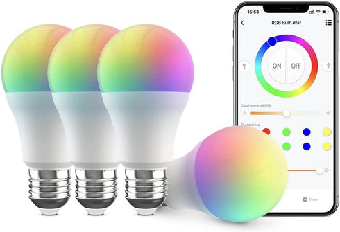 Broadlink FastCon Smart Bulb LB4E26 4-Pack, Color Changing with Music Sync, A19/E26/9W/800LM/110V, Compatible with Alexa and Google Home, GW4C Hub...
