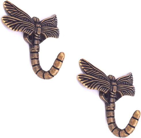 2pcs Dragonfly Coat Hooks Decorative Creativity Wall Mounted Hanger Hook for Home Handbag Key Towel Bathrobe (Bronze)...