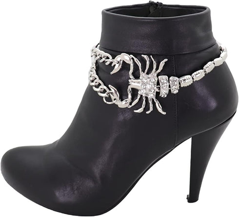 Women Western Fashion Boot Silver Metal Chain Bracelet Shoe Anklet Scorpion Charm Jewelry Accessory...