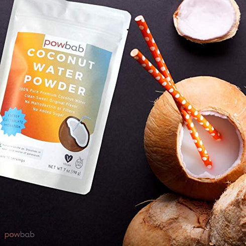 powbab Coconut Water Powder From 100% Organic Coconut. No Sugar Added. Pure Delicate, Clean Taste. Dehydrated, Not Freeze Dried, Raw, Unsweetened ...