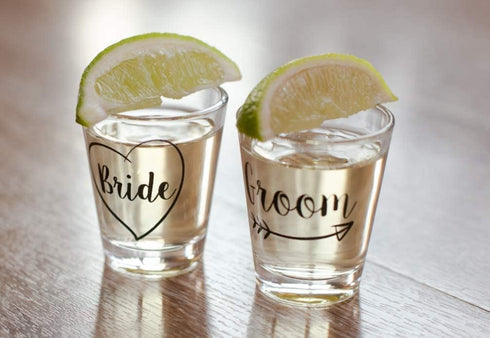 Bride and Groom Shot Glass Set...