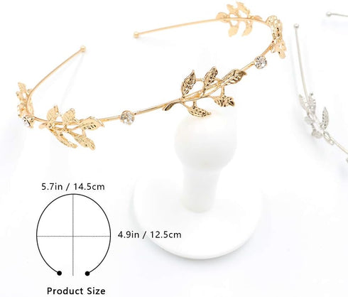 NODG 2-Piece Leaf Tiaras - Silver Leaf Headbands with Crystal Gold Tiaras for Women's Bridal Headpiece & Wedding Hair Accessories...