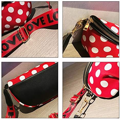 Kids Nylon Waist Bag Cute Polka Dot Small Fanny Pack Belt Bag Phone Purse for Women Girls Sport Running Travel Festival Red...