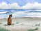Boxer at the Beach Art Print by Watercolor Artist David J Rogers....