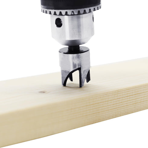 8Pcs Wood Plug Cutter Drill Bit Set Carbon Steel Titanium Coated Woodworking Chamfer Drill Bits Straight and Tapered Taper 5/8" 1/2" 3/8" 1/4" Cut...