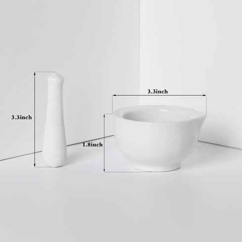 LEETOYI Porcelain Small Mortar and Pestle, Ceramic Herb Grinder Pill Crusher Set, 3.3 inch White...