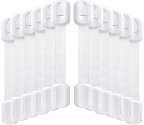 Socub 12 pack Child Safety Cabinets Strap Locks, Multi Use Latch with Strong Adhesive Pads, for Cabinets, Drawers, Oven, Toilet Seat, Fridge...