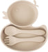 Baby Suction Plate, Silicone Toddler Plate for Kids Baby Weaning Plate Strong Suction Divided Dish with Fork Spoon...