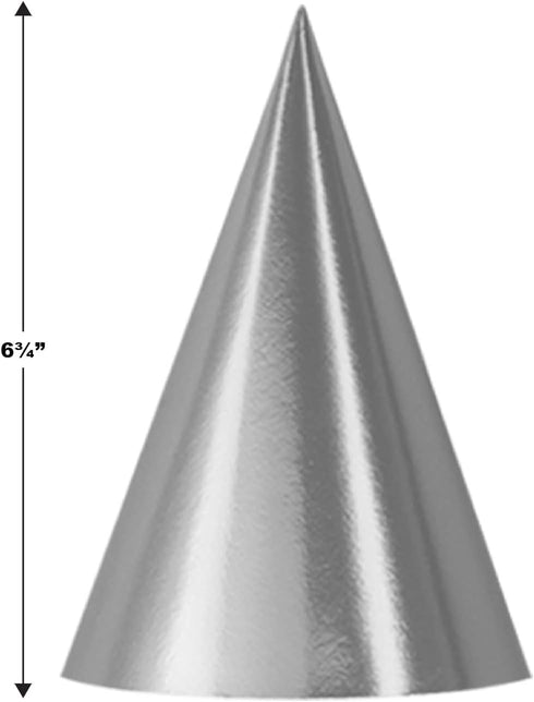 Beistle 24-Piece Cone Hats in Silver, Classic Elegant Party Supplies for Birthdays, Anniversaries, Award Nights, 6.75"...
