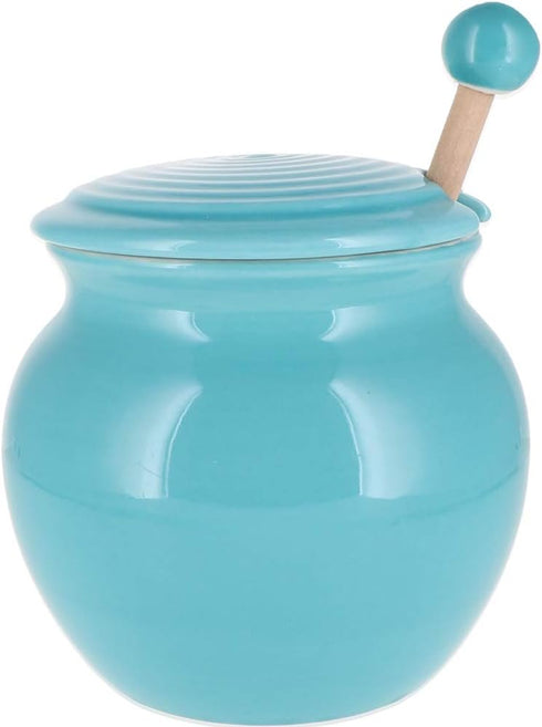 Cottage Creek Honey Jar Honey Keeper, Porcelain Honey Pot with Lid and Wooden Honey Dipper, Honey Storage Container...