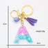 Fuqimanman2020 Glitter Letter A-Z Keychain Pink Blue Resin Alphabet Initial Letter Accessories with Purple Tassel Glass Ball...