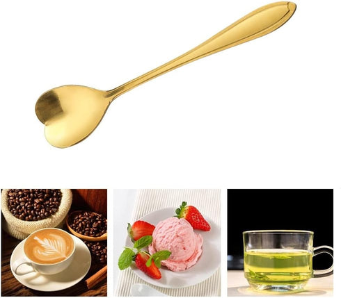 20 Pieces Stainless Steel Coffee Spoon Creative Dessert Spoons for Sugar, Stir, Ice Cream, Cake, Teaspoon Set Heart Shaped Spoons Gold...