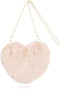 Heart Shape Handbag Cute Girls Purse - Fluffy Faux Fur Bag Women Crossbody, Valentines Day Bow Tie Ribbon Shoulder...