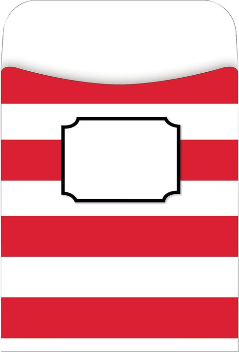 BARKER CREEK Peel & Stick Library Pockets, Wide Stripes, 3 Designs, Great for Holding Library, Index, and Flash Cards, Hall Passes, Recipes, and M...