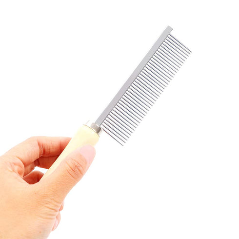2Pcs Dog Cat Comb Grooming Comb with Wooden Handle Stainless Steel Teeth,Pet Grooming Slicker Brush, Open Knot Pet Hair Trimming for Dog Cat...