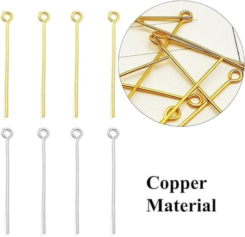 200 Pcs Metal Eye Pin Connectors Sewing Pinsjewellery Making Earring Hooks for DIY Crafts Jewellery Kit...