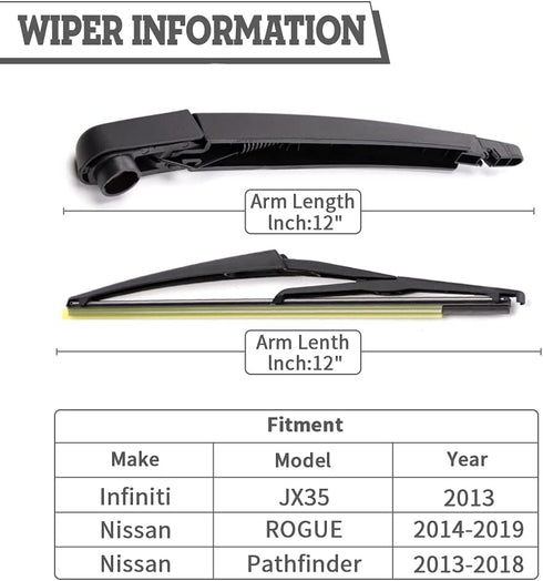 Rear Wiper Arm Blade Nut Set Replacement for Nissan Pathfinder 2013-2019 Rogue 2014-2020,select,Sport,Rear Wiper Cover Accessories Assembly,Wiper ...