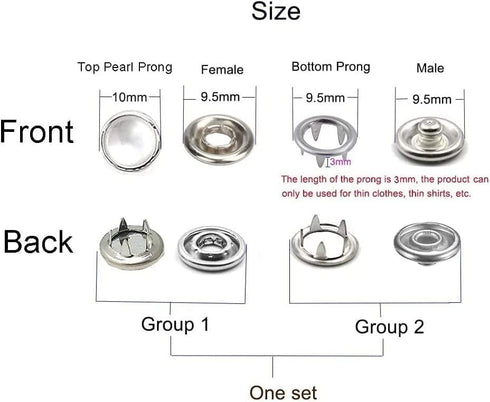 JAUEIVR Snap Fasteners Kit - 100 Sets 10mm Pearl Prong Snap Buttons with Fastener Pliers Press Tool Kit for Sewing Crafting (White)...