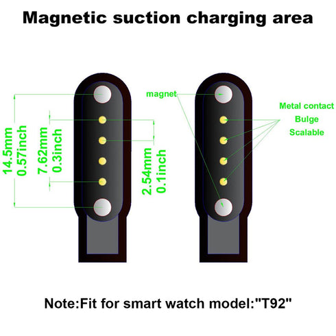 Smartwatch Charging Cable,Universal Smart Watch Charging Line Magnetic USB Charger Cable Smartwatch Accessory 4 Pin Spacing 7.62 mm for Smart Spor...