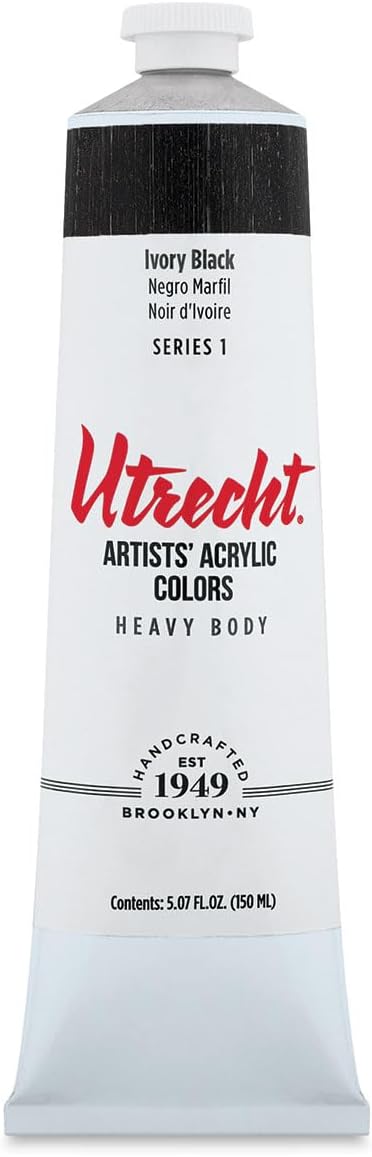 Utrecht Artists' Acrylic Paint - Ivory Black, 5 oz tube...