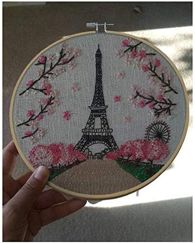 Full Range of Embroidery Starter Kit with Pattern DIY Beginner Starter Stitch Kit Including Stamped Cloth with Pattern, Bamboo Embroidery Hoop, Co...