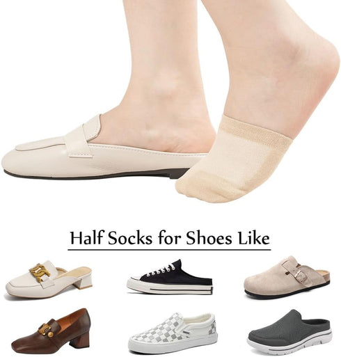 Women's Toe Socks for Mules, Half Socks for Women Toe Toppers Liner No Show Toe Covers 4/6 Pairs...