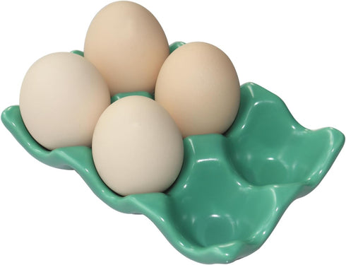 Ceramic Egg Holder Egg Tray Porcelain Fresh Egg Holder for Fridge Countertop Kitchen Storage Half Dozen 6 Cups...