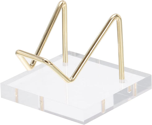 PATIKIL 2" x 2" x 1.5" Acrylic Display Stands, Display Easel Holder Metal Arm Crystal Display Stand for Mineral Gemstone Style 1, Clear...