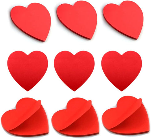 6 Pack Heart Shaped Sticky Notes Red Sticky Notes Cute Sticky Notes Self-Stick Sticky Notes Memo Pad Notes for School Office Women Valentine's Day...