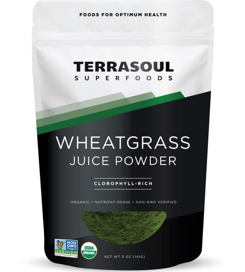 Terrasoul Superfoods Organic Wheat Grass Juice Powder, 5 Oz, Grown in Utah, Made from Nutrient Concentrated Juice, Revitalize with Green Nutrition...