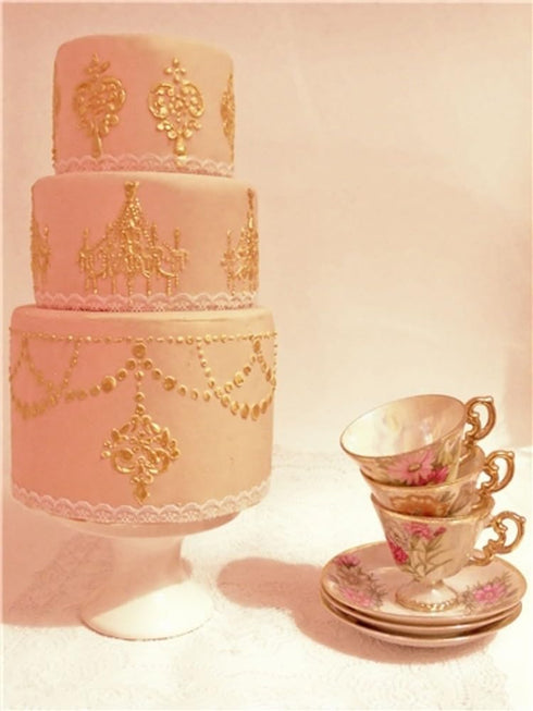 Designer Stencils Chandelier Stencil Set Cake and Cookie Stencils, Beige/Semi-Transparent, 2.5", 3.5", 5"...