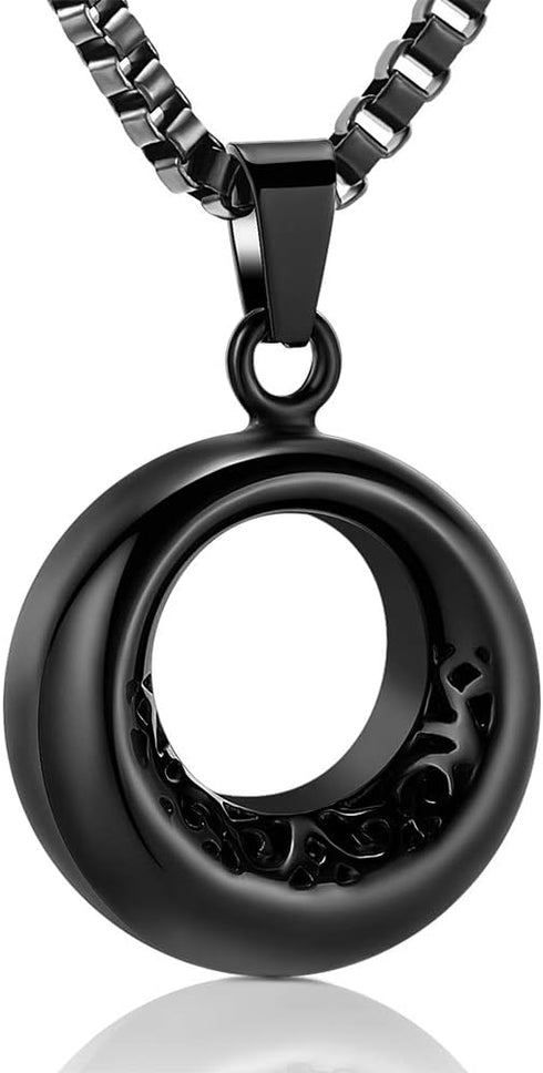 Circle of Life Urn Necklace for Ashes Stainless Steel Eternity Keepsake Memorial Cremation Jewelry for Ashes Pendant Locket...