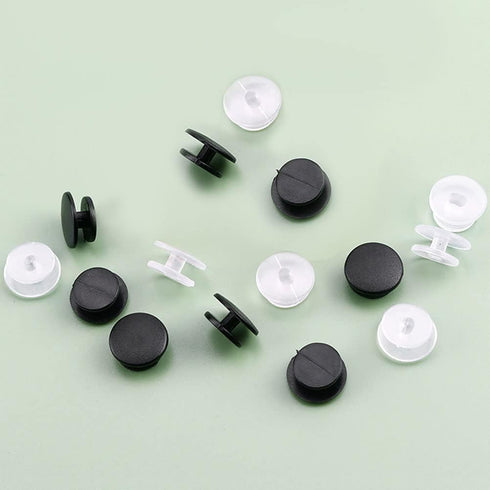 200 PCS Buckle Plastic Button, 2 Colors Shoe Charm Buttons Round Buttons DIY Shoes Charm Accessories for Kids, Wristband Charm Backs(Black, Transp...