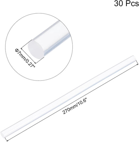 uxcell Mini Hot Glue Gun Sticks 10.6-inch x 0.27-inch Extremely Sticky Glue Sticks for Glue Gun, White Clear 30pcs...