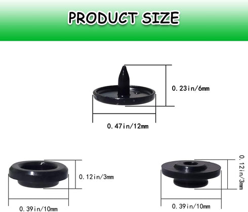 100 Sets T5 Plastic Snaps Round Resin Snaps Buttons for Clothing Diapers Crafting DIY Crafts (Black)...