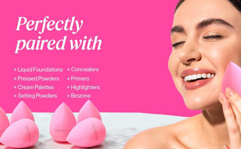 Fresh up™ | The Original Pink Beauty Blender Makeup Sponge, Super-Soft Foam Easily Blends Foundations, Powders, Blush Creams, Reusable, Washable, ...