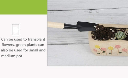 Garden Tools Set of Three Small Spade Rake Plants Potted Flowers Manual Mini Wooden Handle Garden Farming...