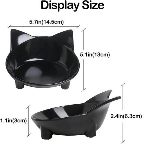 Cat Food Bowl, Non-Slip, Safe Melamine Material, Anti-Skid Base, Shallow Design, Dishwasher-Safe, 14.5cm Diameter...
