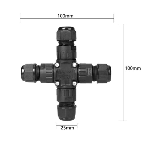 IP68 Outdoor Waterproof Electrical Wire X-Shape Connector for 5-12mm Wire Diameter, (Max 24A, 450V), 4 Way (3 Pin)...