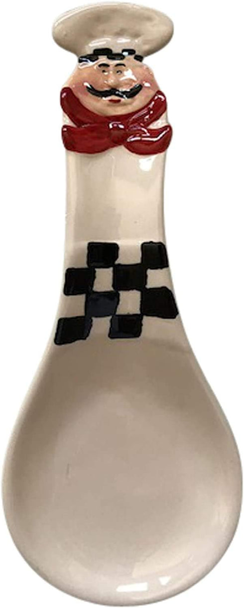 MT35 Fat Chef Kitchen Spoon Rest, Ceramic, White or Black, 8.6 x 3.5 Inches...