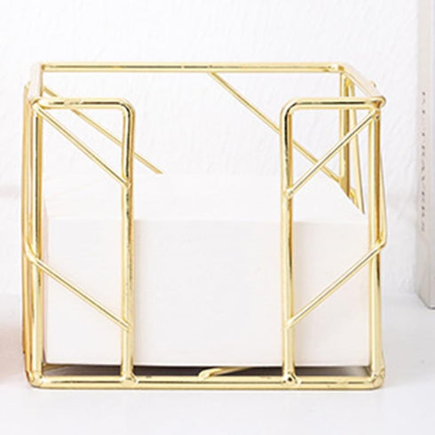 2Pcs ( Square + Circle ) Post Note Holder + Pen Holders,Gold Metal suit for Desk Memo?tableware?flowers?marker pencil Storage,Home Office Supplies...