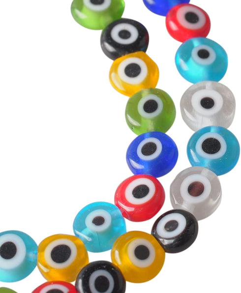 60pcs Evil Eye Beads Colorful Glass Turkish Evil Eye Spacer Beads Handmade Flat Round Lampwork Beads for Jewelry Making Business...