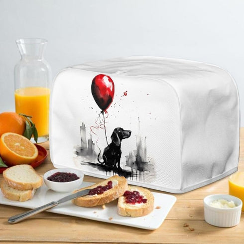 2|4 Slice Toaster Cover Dachshund Dog Red Balloon Kitchen Small Appliance Covers, Cartoon Aesthetic Watercolor Puppy Dog Toaster Cover Fits for Mo...