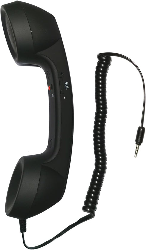 Retro 3.5mm Telephone Handset Cell Phone Receiver Mic Microphone Speaker for iPhone iPad Mobile Phones Cellphone Smartphone (Black)...