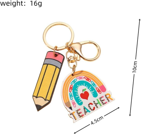 Wooden Rainbow Tassel Keychain Rainbow Inspirational Gifts Teacher Keyring for Teacher's Day Gift Back to School Keychain...