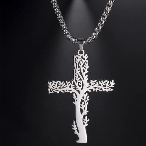 Jude Jewelers Stainless Steel Christian Cross Tree of Life Religious Prayer Church Christmas Baptizing Pendant Necklace...