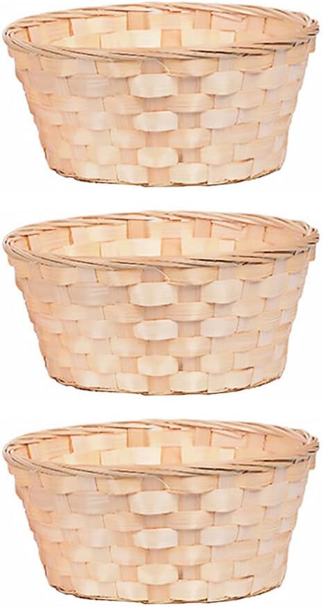 Wooden Berry Baskets 3pcs Mini Woven Basket Round Bread Baskets Fruit Serving Basket Bamboo Storage Organizer Lightweight Food Baskets Candy Gift ...