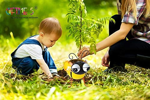 GIFTME 5 Garden Ornaments Planter Pot,Yellow Planters for Indoor or Outdoor,Succulent Planter with Drainage,Metal Cute and Funny Bee Pot Planter?7...