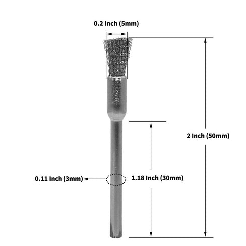 20 pcs Steel Cleaning End Brushes Pen 1/5?(5mm) x 1/8?(3mm) Wire Brush Rust Paint Removal Bits Polishing Rotary Tools...